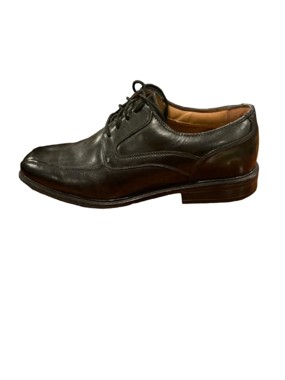EUC G.H. Bass Mens black leather square toe shoes size 12wide